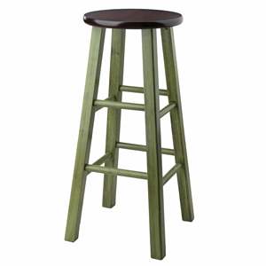 Tabouret de bar contemporain en bois Db Ivy de 29 pouces avec fonction pivotante, couleur noyer vert, pour bar à domicile, hôtel, club ou ferme - Product Image 4