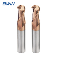 Fraise à queue sphérique en carbure à 2 dents, haute précision, R2 R3 R4, 6*25*50, revêtement TiSiN, HRC55, petit diamètre, pour finition 3D des cavités de moule