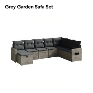 Ensemble de canapés de jardin gris en rotin, 6 places, design contemporain pour l'extérieur - Product Image 1