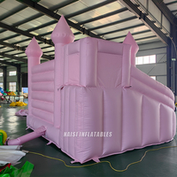 Château gonflable rose à bas prix avec toboggan et piscine à balles, château gonflable commercial pour mariage, moonwalk à vendre
