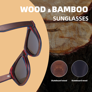 Gafas de Sol Cuadradas Vintage con Lentes Polarizadas Tac, Gafas de Madera de Skateboard Reciclada, Unisex, Lunettes-soleil - Product Image 2