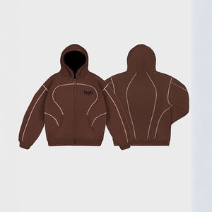 เสื้อฮู้ดแบบมีซิป สีพื้น ปรับแต่งได้ สไตล์สตรีทแวร์ ฮิปฮอป แจ็คเก็ตสปอร์ต ยูนิเซ็กส์ - Product Image 1