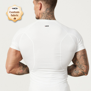 MIQI séchage rapide respirant solide Jersey Fitness haut hommes doux T-shirts compressé Spandex/coton Gym <span class=keywords><strong>chemise</strong></span> à manches courtes - Product Image 4