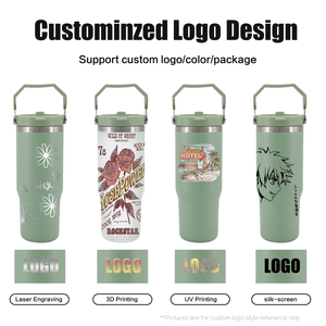 Canecas de viagem isoladas Tumbler Caneca com alça superior tampas à prova de vazamento Flip Straw <span class=keywords><strong>Lid</strong></span> Cup Aço Inoxidável Logotipo Personalizado 30 Oz Preto - Product Image 3