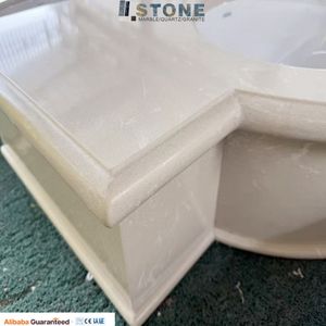 Lavabo à main de comptoir d'hôtel de ferme moderne en marbre naturel de forme ovale Verseau avec bol d'évier en onyx doré - Product Image 6