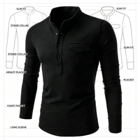 Chemise à col montant pour homme LANMORN, manches longues, boutonnée, décontractée, en mélange de lin et de coton, pour le printemps et l'automne