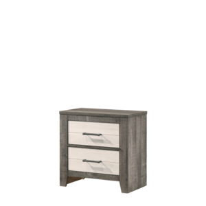Two Tone Nightstand With Two Drawers Metal Handle Gray Beige <b>Bedside</b> <b>Storage</b> - Product Image 1