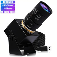 Cámara Web USB 4K con Zoom 10X, Sensor IMX317, Montura CS, Lente de 5-50 mm, 3840*2160, Mjpeg 30fps, Alta Velocidad, UVC, Plug and Play
