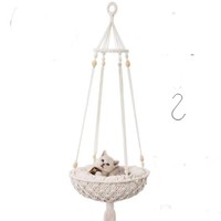 Hamac pour chat en macramé, tissé à la main, lit suspendu pour chat avec kit de suspension pour décoration intérieure et extérieure, hamac de fenêtre pour chat, animal de compagnie