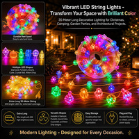 Guirlandes lumineuses LED avec fil jaune sur bobine, décoration de Noël et de camping, éclairage d'ambiance pour cour et projets d'éclairage extérieur