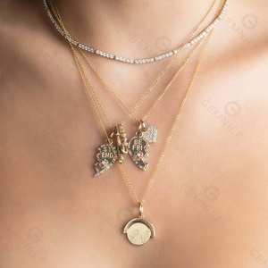 Collar con Colgante Giratorio de Disco Redondo con Iniciales, Chapado en Oro y Plata 925, Personalizable con Logotipo, Joyería Giratoria Gemnel, Gran Venta 2025 - Product Image 2