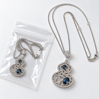 Collier vintage en argent sterling 925 en forme de gourde avec pierres précieuses topaze bleu profond et pendentif ajouré pour femme