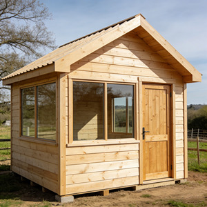 Casetta in Legno di Pino Naturale Multifunzionale per Esterni con Spazio per Animali Domestici e Area di Stoccaggio - Product Image 2
