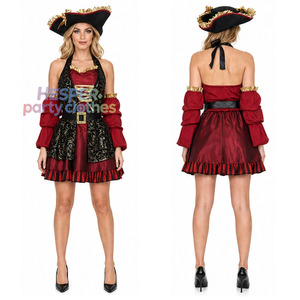 Disfraz de Capitán Pirata para Mujer de HP, con Sombrero, para Adultos, para Fiestas de Halloween, Faldas de Poliéster - Product Image 1