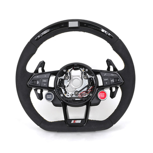 Volante Deportivo R8 <span class=keywords><strong>S</strong></span> <span class=keywords><strong>Line</strong></span> con Botón de Encendido, Completamente en Alcántara, con Luces LED para Audi A3 A4 A5 A6 A7 A8 C7 C8 B8 B9 S3 S4 S5 S6 RS3 RS5 RS6 C8 - Product Image 1