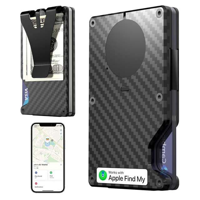 Factory in Stock RFID Blocking Aluminum Locator Support for Apple Find My Credit Card Holder Multi-Function Wallet