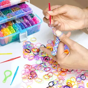 Art Craft Kit Kids DIY Toys Loom 5000pcs Rubber Bands Bracelets Making Kit For Girls