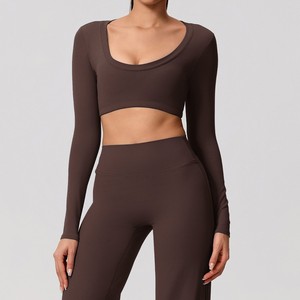 Sujetador deportivo transfronterizo estilo americano, con espalda descubierta, transparente, ajustado, de manga larga, con relleno y soporte para el pecho, para fitness, elástico. - Product Image 3