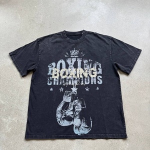 T-shirts pour hommes Youmi personnalisés OEM DTG, style streetwear oversize, 100% coton, col rond, motif délavé à l'acide, 260 GSM, Y2k - Product Image 2