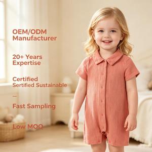 Ropa de Bebé al por Mayor, Mono de Manga Corta con Tinte <span class=keywords><strong>Natural</strong></span> Ecológico, Mono Bonito para Bebés Niñas - Product Image 1