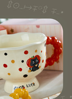 Lot de tasses à lait en céramique style nordique mignon motif chien de dessin animé, marque Wisteria, matériaux de qualité supérieure, sérigraphiées, cadeau personnalisé en gros