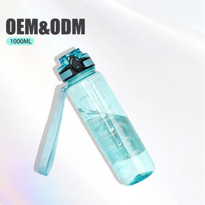 Bouteilles de sport <span class=keywords><strong>en</strong></span> plastique Tritan sans BPA de 32 oz à large ouverture, anti-fuite, avec marqueur de temps - Product Image 1