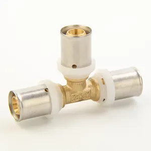 1/2Inch PEX Brass Fitting PEX Tekan Fitting 3/4Inch Equal Tee untuk Pex Pemanas Bawah Lantai Pipa