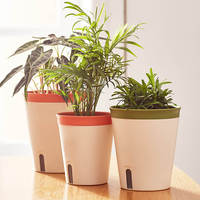 Pots de fleurs en plastique pour l'extérieur, design à double couche, auto-arrosants, avec surveillance du niveau d'eau, mignons et pratiques
