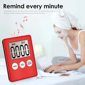 Temporizador de cocina cuadrado Pantalla digital LCD Imán Cuenta regresiva Reloj despertador Material plástico Herramienta de medición y medición - Product Image 5