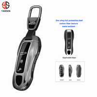 Pour Porsche Panamera Macan 718 Taycan 911 Boxster Cayman 970 981 991 Étui de protection pour clé en alliage de zinc et fibre de carbone