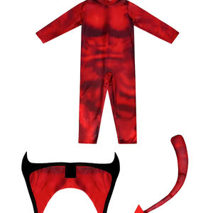 Traje <span class=keywords><strong>de</strong></span> actuación <span class=keywords><strong>de</strong></span> Halloween <span class=keywords><strong>de</strong></span> Carnaval Hellboy Cosplay <span class=keywords><strong>mono</strong></span> rojo con <span class=keywords><strong>cola</strong></span> y alas - Product Image 1