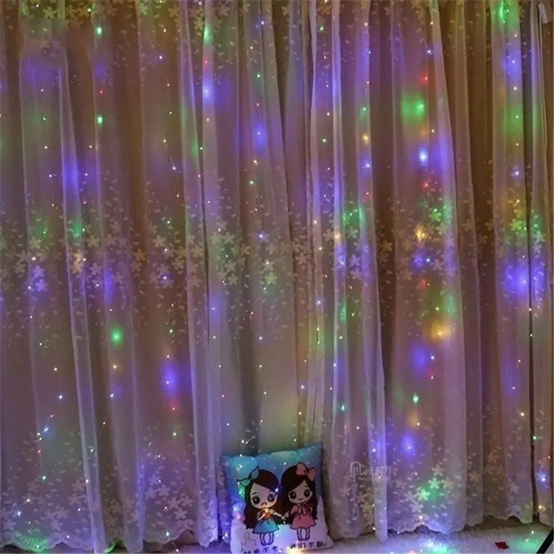 Multicolor Decoration Led Light 300 LED 3*3M Wholesale Safety House Decorative Icicle String Multicolor Curtain Led Fairy Light With Low Voltage