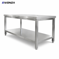 Table de travail en acier inoxydable pour restaurant de restauration rapide, comptoir de préparation SUS304, robuste