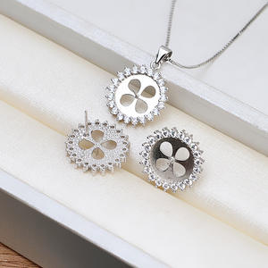 Ensemble de bijoux de mode pour femmes en argent S925, coquillage de cheval, perle, accessoires de bricolage, collier pendentif, boucles d'oreilles - Personnalisé, semi-fini - Product Image 3