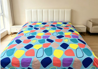 Drap plat imprimé en polyester et coton, doux, anti-boulochage, lavable en machine, pour toutes les saisons, pour la maison et l'hôtel