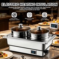 Plateau chauffant électrique en acier inoxydable pour buffet d'hôtel, restaurant, banquet de mariage, ensemble de plats chauffants