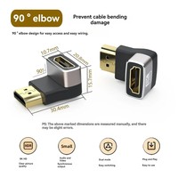 Adaptateur HDMI 8K compatible, coudé à 90 degrés, connecteur d'extension HDMI mâle vers femelle à angle droit de 90 degrés, adaptateur à 270 degrés