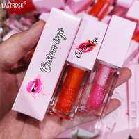 Huile pour les lèvres à changement de couleur de paillettes roses brillant à lèvres clair quantité minimale de commande bas arôme de marque privée huile pour les lèvres repulpée double rose