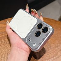 Étui de téléphone magnétique en TPU+PC à motif cuir pour 17 Pro Max avec protection antichoc 360° et film de protection d'objectif en verre