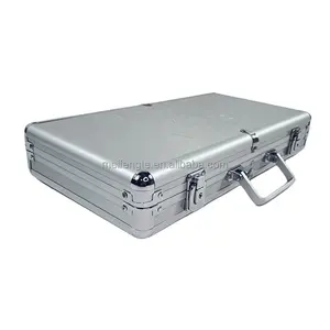 MAC026 NEW molded high end pure aluminum LOGO integrated silver case with dividers for 300 pieces poker chips