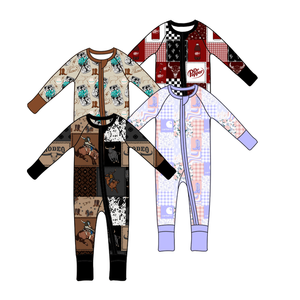 Mono de bebé personalizado con logo, de punto de bambú, 200-220 g/m², informal, estilo vaquero occidental, estampado, manga larga, otoño, ¡Oferta! - Product Image 1