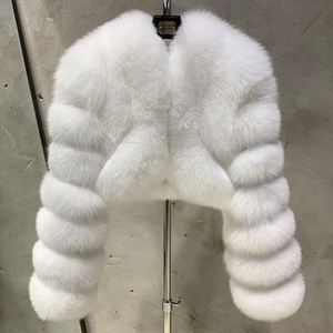 Premium Fox Fur Bomber Coats Chaqueta de piel de zorro suave natural Recortada Mujeres Fox Fur Coat - Product Image 1