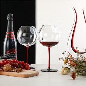 Eleganti Calici da <span class=keywords><strong>Vino</strong></span> in Cristallo a Strisce Verticali <span class=keywords><strong>Rosso</strong></span> Borgogna, Bicchieri da <span class=keywords><strong>Vino</strong></span> a Palloncino - Product Image 3