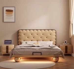 Cama para niños, cama de Arte de madera maciza Simple moderna de lujo ligera para niños, cama de princesa, dormitorio para niñas - Product Image 1