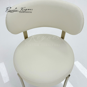 Keynes Modern Cream White PU Leather Dining <b>Chair</b> Gold Metal Frame Upholstered Leisure <b>Chair</b> for Restaurant Hotel - Product Image 3