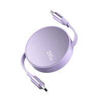 Câble USB C vers USB C rétractable 240W 6A PD à charge rapide, câble de charge télescopique Type-C pour ordinateur portable, téléphone, tablette