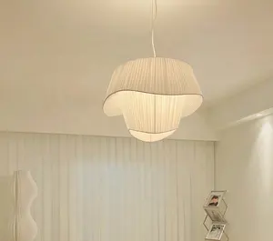 फ्रेंच डिजाइन कपड़े छाया E27 फांसी दीपक इनडोर घर सजावट में रहने वाले बेडरूम लटकन प्रकाश