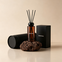 Flacon diffuseur de parfum en verre ambré de luxe avec bouchon noir, flacon d'arôme, décoration d'intérieur, emballage de diffuseur, logo personnalisé