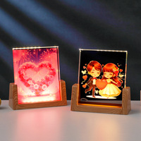 Lampe de nuit LED 3D en forme de U, cadre photo, base en bois, lumière LED, impression UV sur cristal, lampe de nuit pour chambre à coucher, salon