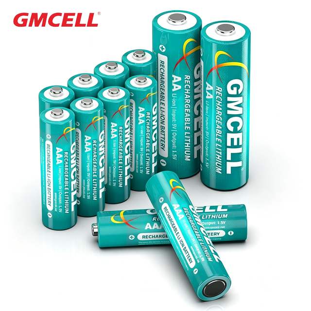 GMCELL Powerful Lithium Ion AAA 1300mWh AA 3000mWh 1.5V Rechargeable Aa and Aaa Battery